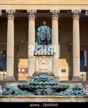 The Victoria Rooms in Clifton Bristol fronted by The Fountain and the statue of Edward VII and now home to University of Bristol School of Music Stock Photo