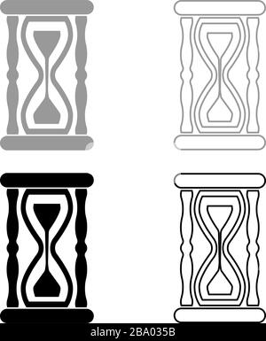 Hourglass Sand clock icon outline set black grey color vector illustration flat style simple image Stock Vector