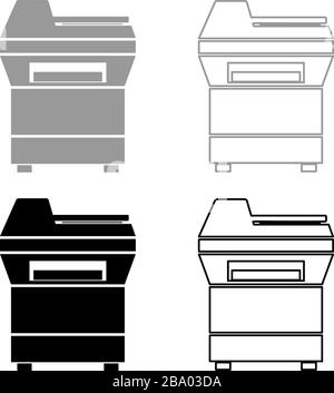Copy machine Printer copier for office Photocopier Duplicate equipment icon outline set black grey color vector illustration flat style simple image Stock Vector