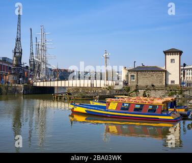 Prince Street Swing Bridge with Bristol Ferry Boats Matilda and Brigantia on Bristol Floating Harbour UK Stock Photo