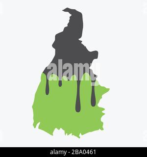 Map of Tocantins covered in oil. Oil pollution in Brazilian state. Conceptual. Stock Vector