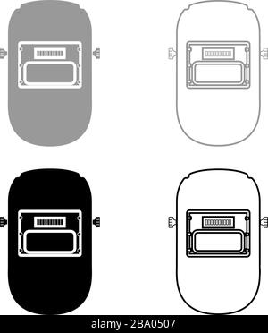 Welder mask icon outline set black grey color vector illustration flat style simple image Stock Vector