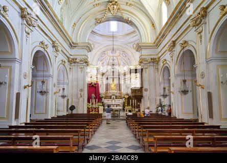 Interior, S.M.Assunta church, Positano, Amalfi coast, Campania, Italy, Europe Stock Photo