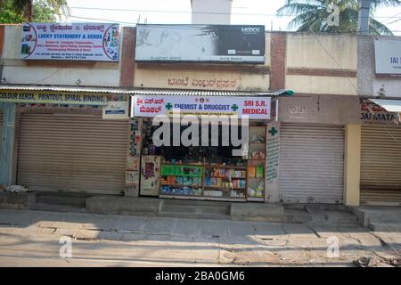 open medical store during lockdown bengaluru india Stock Photo