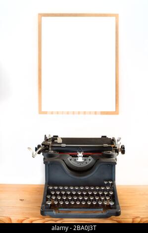 Old Typing Machine, White Sheets of Paper,old Book on an Old Paper