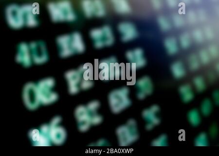 Blurred green font of digital code on screen Stock Photo