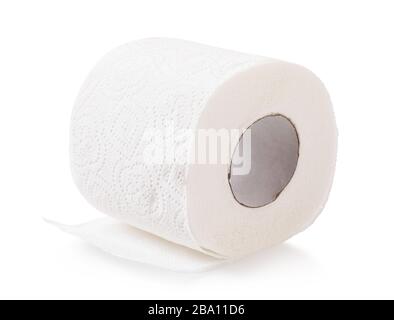 Toilet paper roll isolated on white background Stock Photo