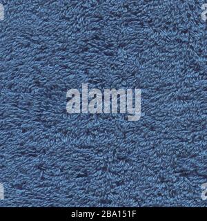 Blue towel surface texture background. Rough blue towel texture Stock Photo