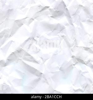 Wrinkled crumpled paper texture or background.  Texture of crumpled paper.  White paper sheet. Stock Photo
