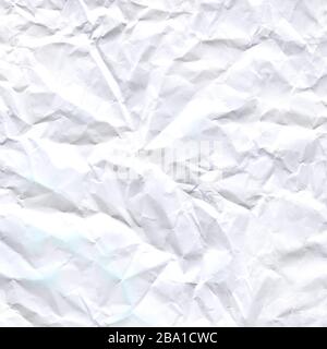 Wrinkled crumpled paper texture or background.  Texture of crumpled paper.  White paper sheet. Stock Photo