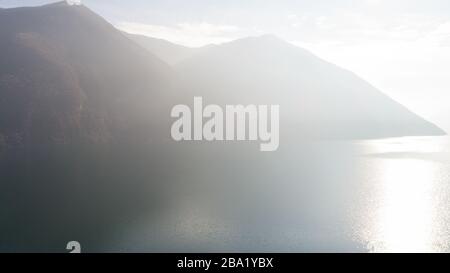 Landscape of Lake Lugano near Gandria Stock Photo