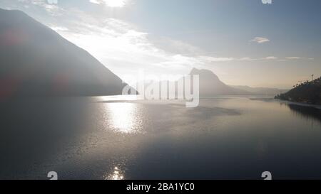 Landscape of Lake Lugano near Gandria Stock Photo