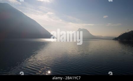 Landscape of Lake Lugano near Gandria Stock Photo