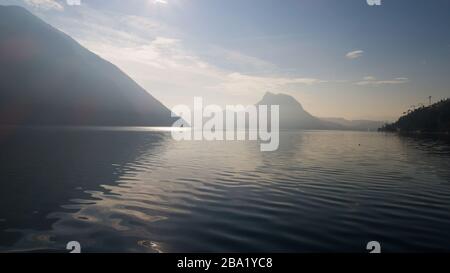 Landscape of Lake Lugano near Gandria Stock Photo