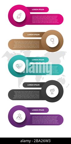 Vector template circle infographics. Business concept with 5 options and parts. Five steps for graph, diagrams, slideshow. Path step by step Stock Vector