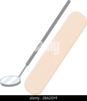 Medical mirror and tongue depressor Stock Vector
