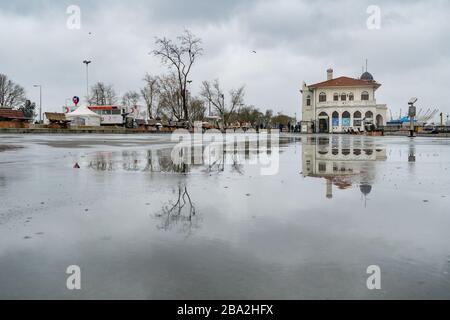 Kadikoy Square that are empty compared to normal days,Istanbul. Stock Photo