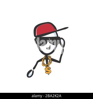 Stickman boy with cap stock vector. Illustration of girl - 107200579