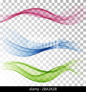 A set of transparent waves.Abstract colour background waves. Stock Vector