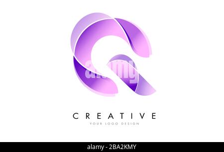 Letter Q Logo with Satin texture and Fluid Look Vector Design. Stock Vector