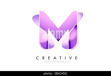 Letter M Logo with Satin texture and Fluid Look Vector Design. Stock Vector