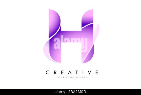 Letter H Logo with Satin texture and Fluid Look Vector Design. Stock Vector