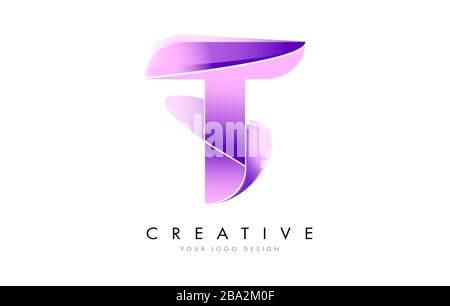 Letter T Logo with Satin texture and Fluid Look Vector Design. Stock Vector