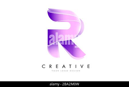 Letter R Logo with Satin texture and Fluid Look Vector Design. Stock Vector