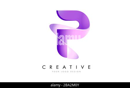 Letter P Logo with Satin texture and Fluid Look Vector Design. Stock Vector