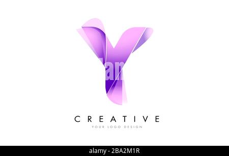 Letter Y Logo with Satin texture and Fluid Look Vector Design. Stock Vector