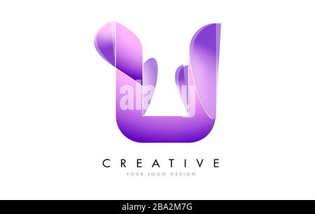 Letter U Logo with Satin texture and Fluid Look Vector Design. Stock Vector