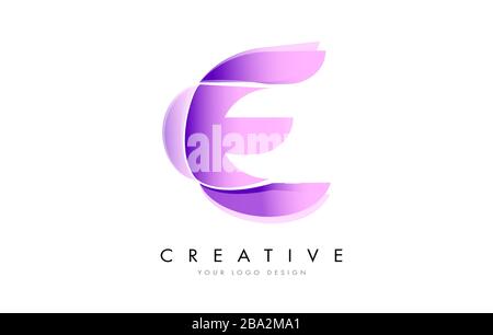 Letter E Logo with Satin texture and Fluid Look Vector Design. Stock Vector