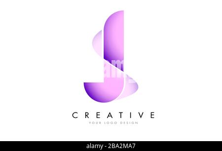 Letter J Logo with Satin texture and Fluid Look Vector Design. Stock Vector