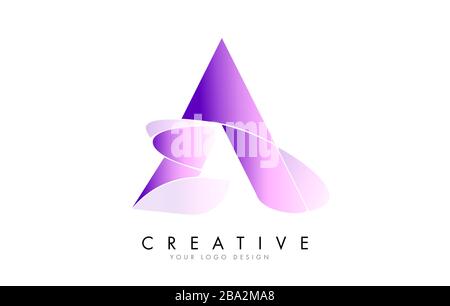 Letter A Logo with Satin texture and Fluid Look Vector Design. Stock Vector
