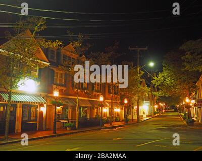 Quiet night on Main Street, Edgartown, Martha’s Vineyard, Massachusetts, USA Stock Photo