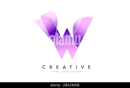 Letter W Logo with Satin texture and Fluid Look Vector Design. Stock Vector