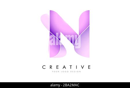 Letter N Logo with Satin texture and Fluid Look Vector Design. Stock Vector