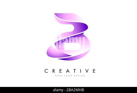 Letter B Logo with Satin texture and Fluid Look Vector Design. Stock Vector