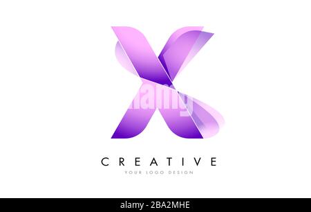 Letter X Logo with Satin texture and Fluid Look Vector Design. Stock Vector