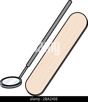 Medical mirror and tongue depressor Stock Vector