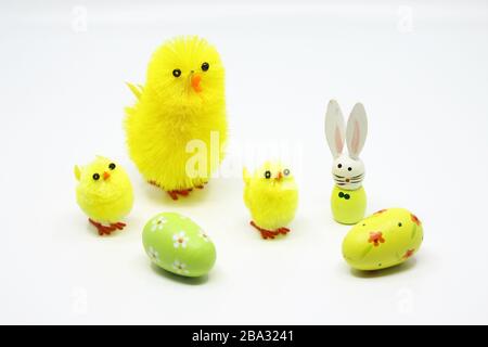 Decorative ceramic figurines of gooses standing in a group Stock Photo