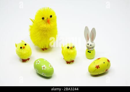 Decorative ceramic figurines of gooses standing in a group Stock Photo