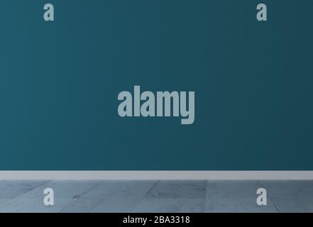 Blue wall with white stone floor background 3D rendering Stock Photo