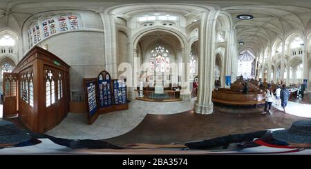 360 degree panoramic view of Dunedin Diocese St Paul cathedral and altar for worshippers