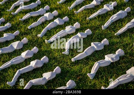 Shrouds of the Somme, The Olympic Park.  Created by artist Rob Heard Stock Photo