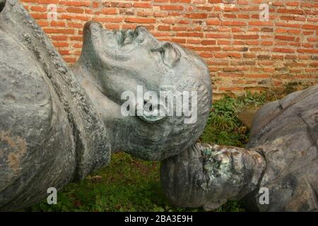 Statues of Lenin and Petru Groza, abandoned after the Romanian anticommunist Revolution of 1989 Stock Photo