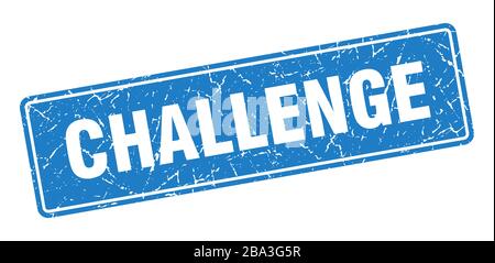 challenge stamp. challenge vintage blue label. Sign Stock Vector