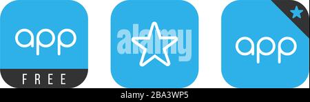 Blue app icon button template with shadow for internet sites, web user interfaces ui and applications apps . Vector illustration. Flat design. Stock Vector