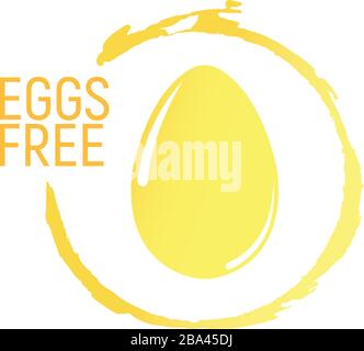 Eggs Free. Allergen food, GMO free products icon and logo. Intolerance and allergy food. Concept cartoon vector illustration and isolated art. Stock Vector