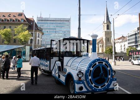 Trams and buses, Bern, Switzerland, 08/09/2019, Capital city of Switzerland. City trams, Trolly Busses and Bendy Busses, public transport Stock Photo